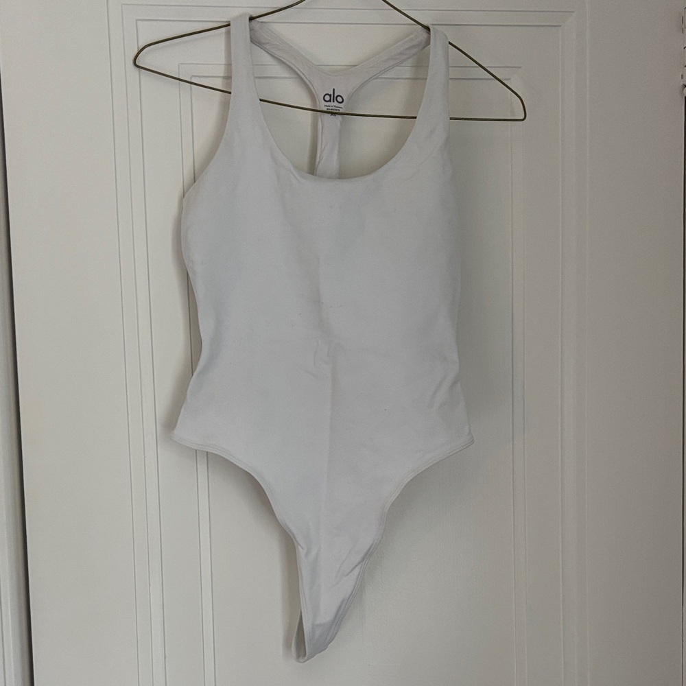 ALO Yoga White Racerback Bodysuit